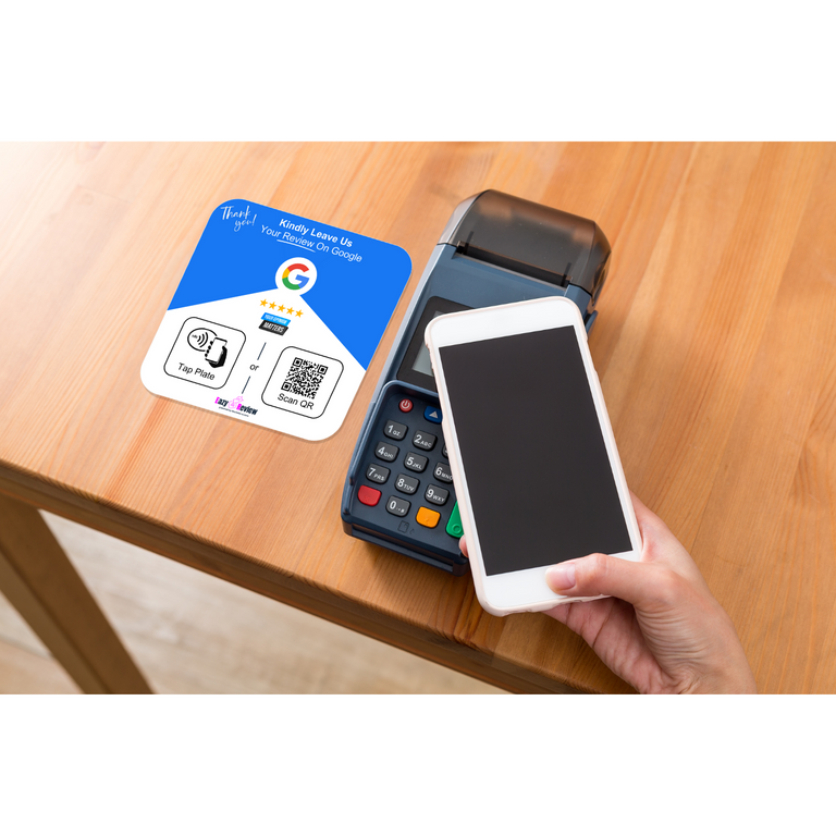 'Adhesive back' NFC Google Review Plate - 12 x 12cm