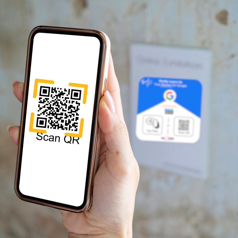 'Adhesive back' NFC Google Review Plate - 12 x 12cm