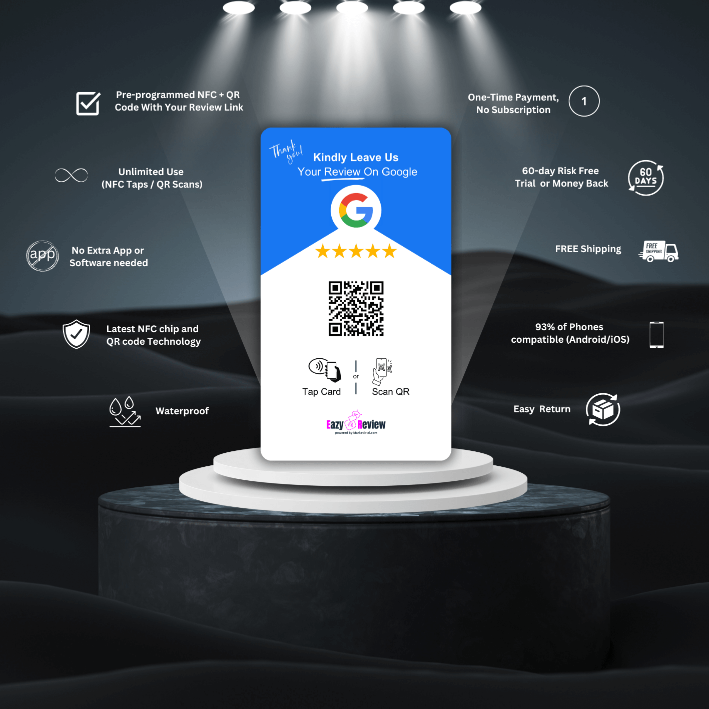 'On-the-go' NFC Google Review Card - 8.5 x 5.5cm