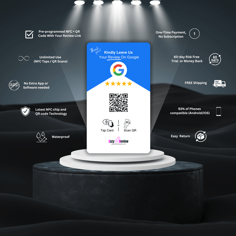 'On-the-go' NFC Google Review Card - 8.5 x 5.5cm