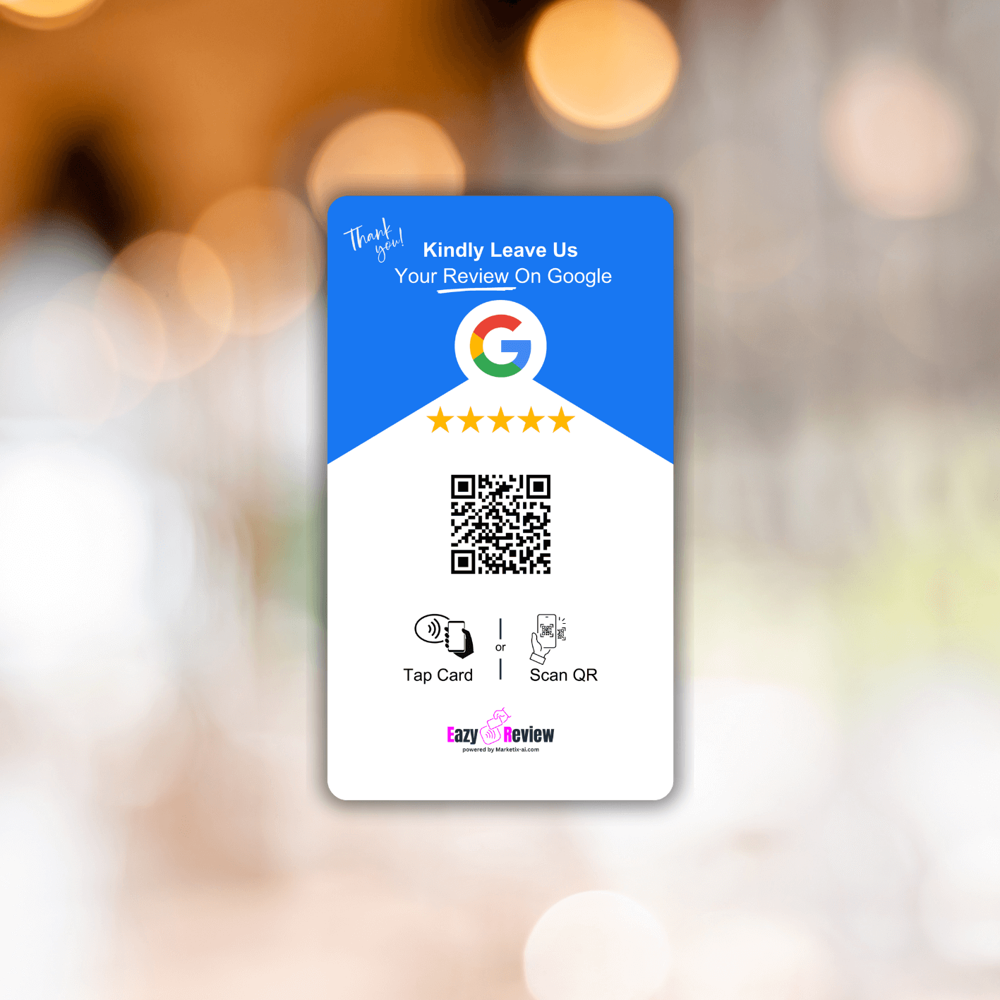 'On-the-go' NFC Google Review Card - 8.5 x 5.5cm