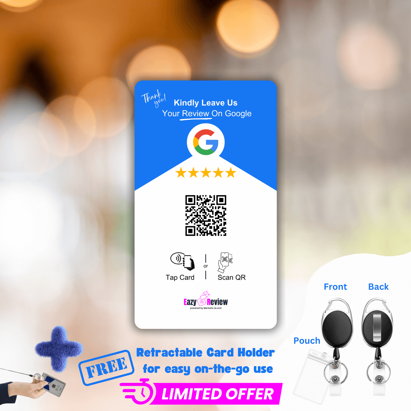 'On-the-go' NFC Google Review Card - 8.5 x 5.5cm