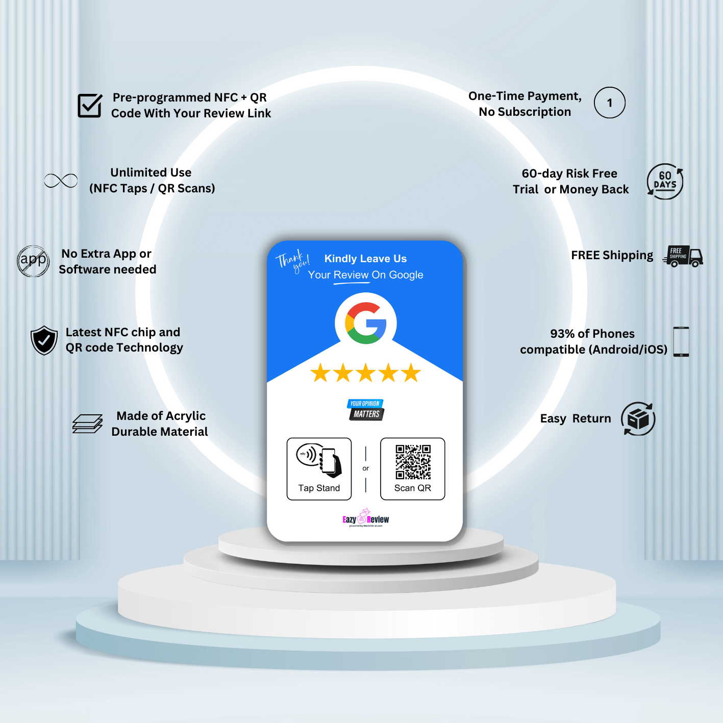 'Display' NFC Google Review Stand - 10.5 x 7cm