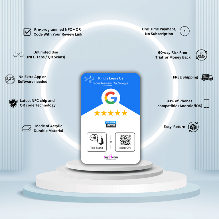 'Display' NFC Google Review Stand - 10.5 x 7cm